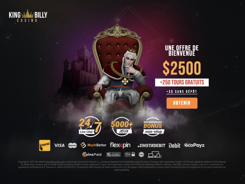 Aperçu du bonus de bienvenue du casino King Billy